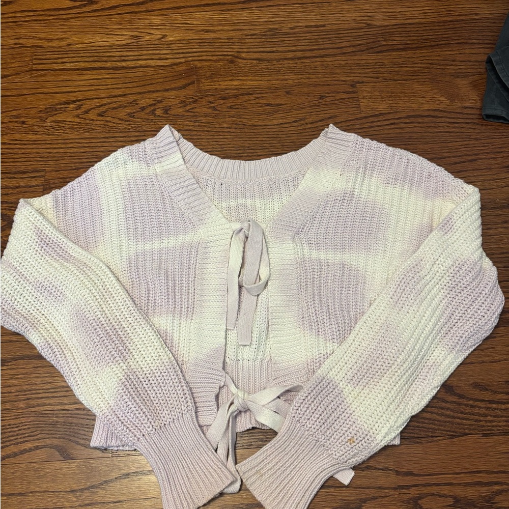 Light Lavender Tie-Front Women's Sweater